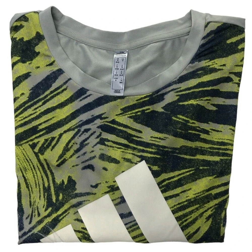 Adidas Womens Active,Yoga, Athletic Tee Shirt Tropical Plus Sz 1X Green & White - Picture 2 of 7